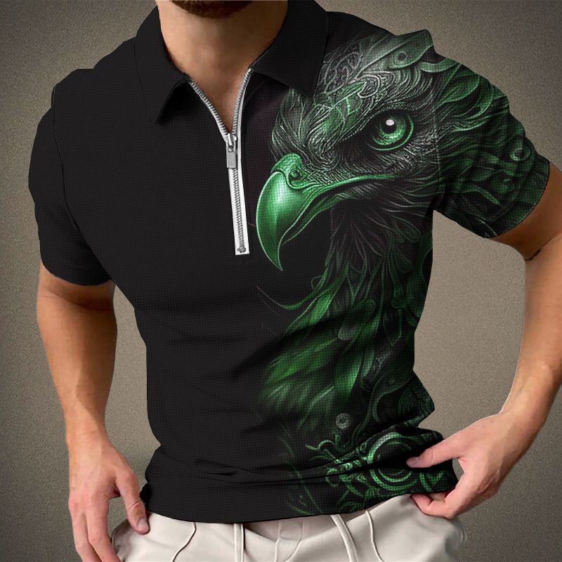 Sommer Kurzarm übergroßer 3D-gedruckter POLO-Anzug Mode-Logo-Hemdanzug Sport Casual Atmungsaktive Männer_voghion.com