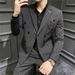 CT Gri Çizgili Takım Erkekler İçin İş Resmi Günlük Kore Slim Fit Düğün Ziyafet Smokin Erkek Takım Elbise_voghion.com