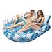 Inflatable Double Lounge Chair Floating Pool Leisure Floating Bed Mesh Backrest Sunshade Lounge Chair Water Bed_voghion.com