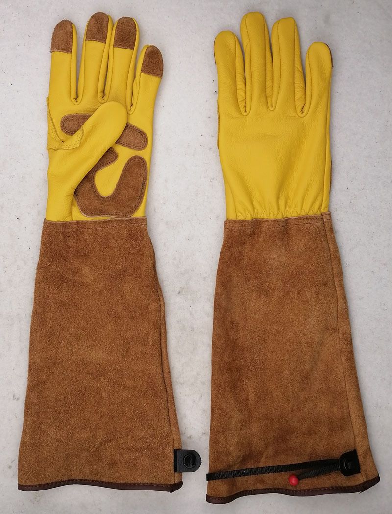 Unisex Green riding long garden gardening gloves cowhide wear-resistant beekeeping anti-shock anti-stab anti-cutting anti-hot_voghion.com