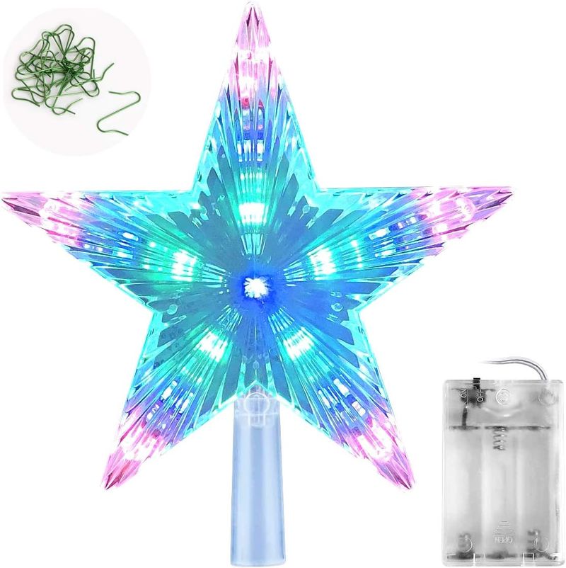 Christmas Tree Topper Star LED Colored Light 8.7'' Decoration Lamp Party Xmas Festival Flashing Chasing Decoration Give Away 20pcs Hook For Tree_voghion.com