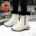 Winter Snow Boots Ladies Platform Tall Boots Flat Bottom Quality Warm Black New Ladies Lace Up Comfortable Leather Womens Boots_voghion.com