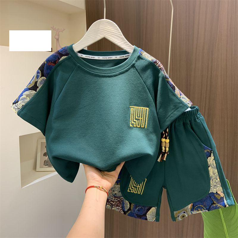 Boys' Street Blasting Summer Clothes Children's Short Sleeved Suits New Baby Summer T Shirt Shorts Two Piece Suits_voghion.com