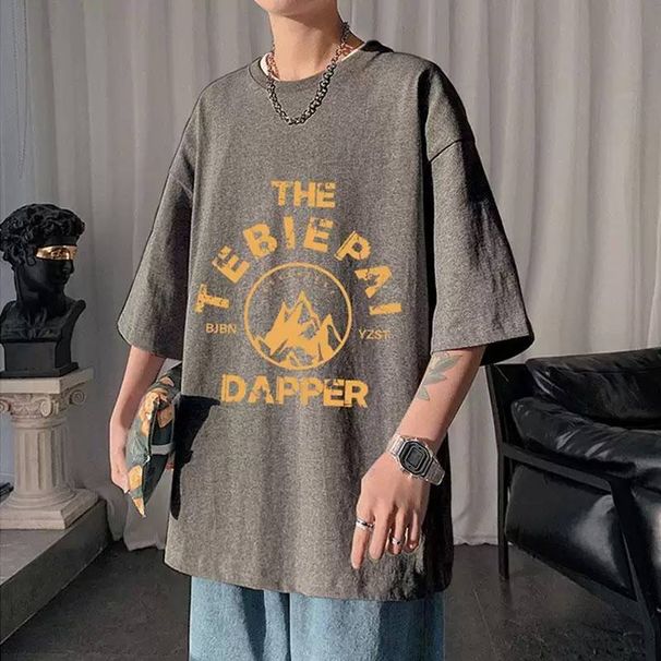 Teenage Large-size Men's Loose Summer Versatile Niche Printed Short-sleeved Shirt_voghion.com