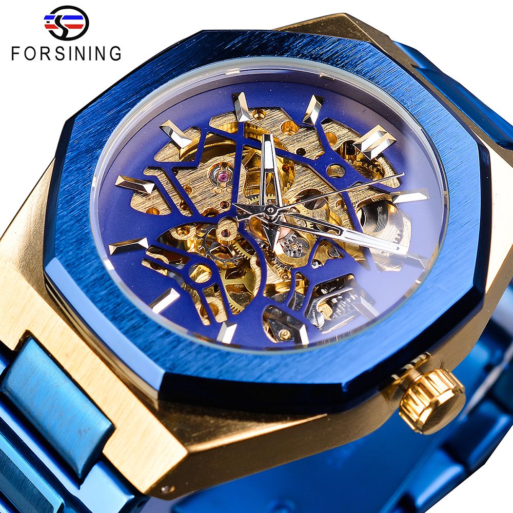 Forsining Steampunk Luxury Black Dial Mens Automatic Mechanical Wrist Watch Top Brand Luxury Male Clock Relogio Transparent Case_voghion.com