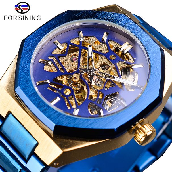 Forsining Steampunk Luxury Black Dial Mens Automatic Mechanical Wrist Watch Top Brand Luxury Male Clock Relogio Transparent Case_voghion.com