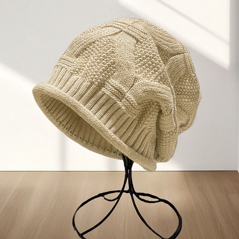 Women's Hats Autumn And Winter Wool Hat With Curled Brim Knitted Cap And Cold Hat For Women, Single Layer Thin Pile Hat To Make Your Face Look Smaller_voghion.com
