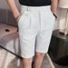 Summer new men's casual belt contrasting colors fashionable versatile Neapolitan style slim-fitting white shorts_voghion.com