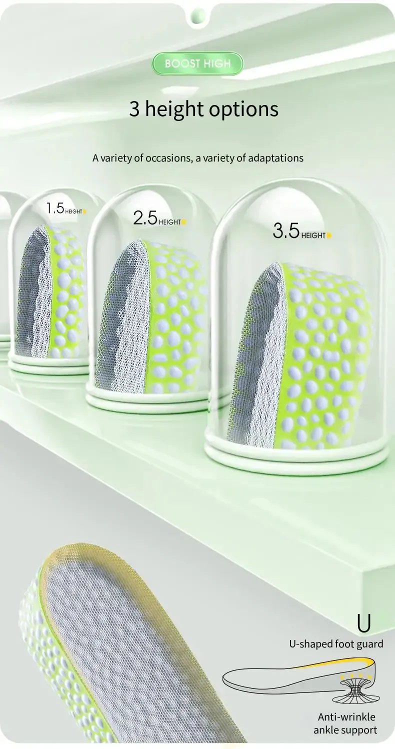 1 Pair Boost Augstuma palielināšana Apavi Iekšzoles Vīriešu Sievietēm Mīksta Komforta Skriešanas sporta zolīte kājām 1,5/2,5/3,5 cm augoša_voghion.com