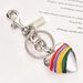 Portachiavi con ciondolo a forma di cuore con ciglia e goccia d'olio, in lega, con arcobaleno, semplice e colorato, per donna_voghion.com