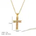 Produzione all'ingrosso di gioielli con ciondolo a croce in zircone pieno, anti-ossidazione, placcati in oro, in acciaio inossidabile, per donne_voghion.com