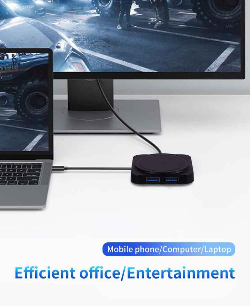 Hub USB 3.0 Um para quatro Hub multivelocidade para computador Divisor USB Expansor USB de 4 portas_voghion.com