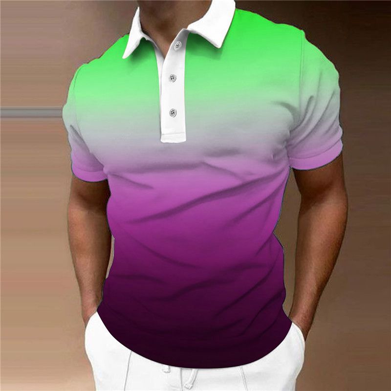 2023 Neues, lässiges, bedrucktes Poloshirt mit kurzen Manschettenknöpfen für Herren, atmungsaktives, komfortables Retro-Poloshirt mit 3D-Druck_voghion.com