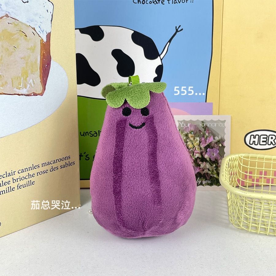Cute Face Changing Purple Mr. Eggplant Doll Bag Keychain Pendant Mr. Eggplant Plush Doll Decompression Toy_voghion.com