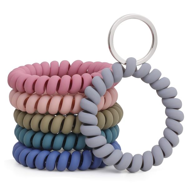 6 Pieces Of Elastic Wristbands, Wristbands, Keychains, Wrist Keychains, Wristbands, Spring Elastic Spiral Wrist Coils, Wrist Keychains, Keychain_voghion.com
