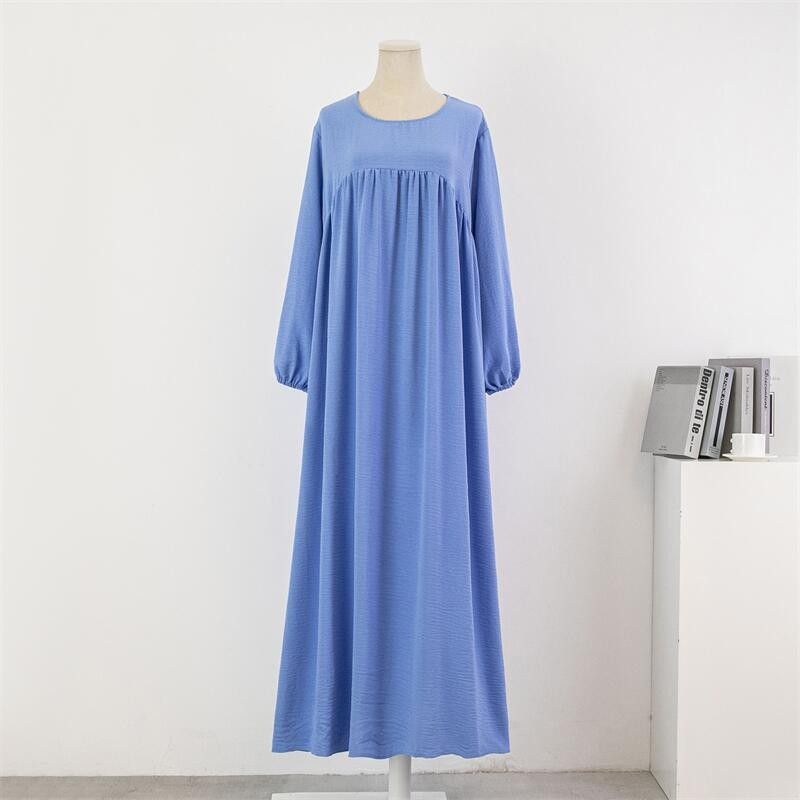 Vêtements pour femmes musulmanes amples grande taille à manches longues couleur unie pull robe jupe printemps et automne jupe longueur genou robe_voghion.com
