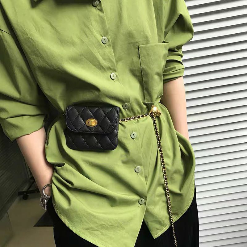 Damenbrust Netizen Instagram, kleine Gürteltasche mit Duftperlenkette im gleichen Stil, trendiger Transport 2024, neue Umhängetasche_voghion.com