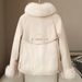 Piumino di lusso in pelliccia di volpe patchwork per donna – Cappotto invernale caldo con dettagli in pelle di pecora (bianco avorio, M-XL)_voghion.com