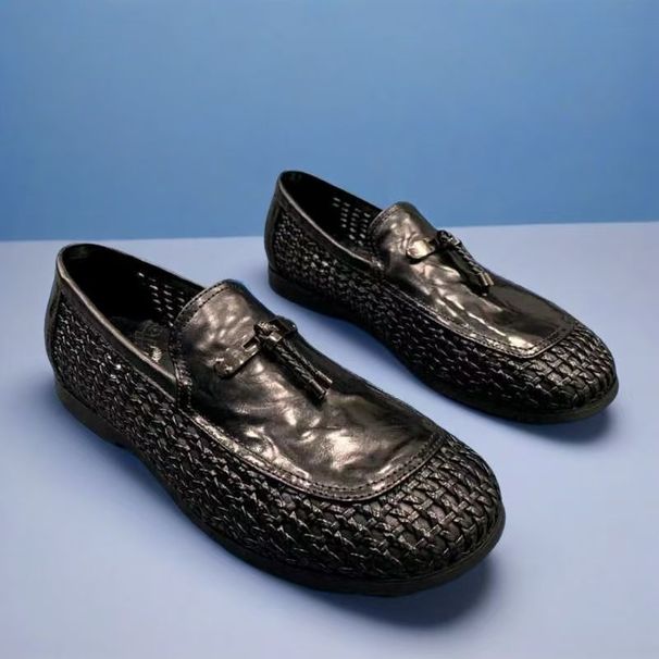 Glide Light 2025 Sommer Neuheit Handgefertigte, gewebte, atmungsaktive Freizeitschuhe aus Leder für Herren – Slipper zum Hineinschlüpfen_voghion.com