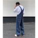 Herretøj Retro Broderet Denim Overalls Herre Street Hiphop Hip Hop Løse Overalls Med Brede Ben_voghion.com