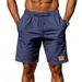 Suitable For All Seasons Men's Casual Solid Color Breathable Linen Five-Point Shorts With Label_voghion.com