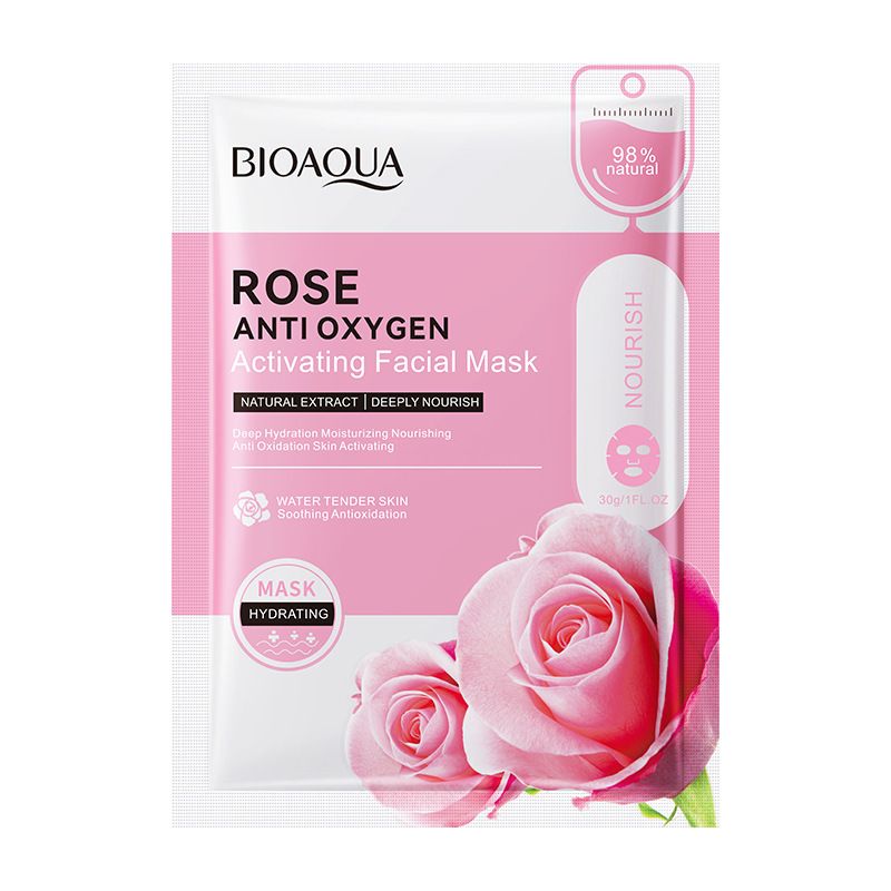 BIOAOUA Rose Antioxidant Moisturizing&Lightening Fine Lines facial mask_voghion.com