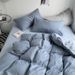 Four-piece Set Of Ins Wind Solid Color Double-spell Washed Cotton Four-piece Set Skin-friendly Thickened Abrasive Mixed And Matched Series Bedding_voghion.com