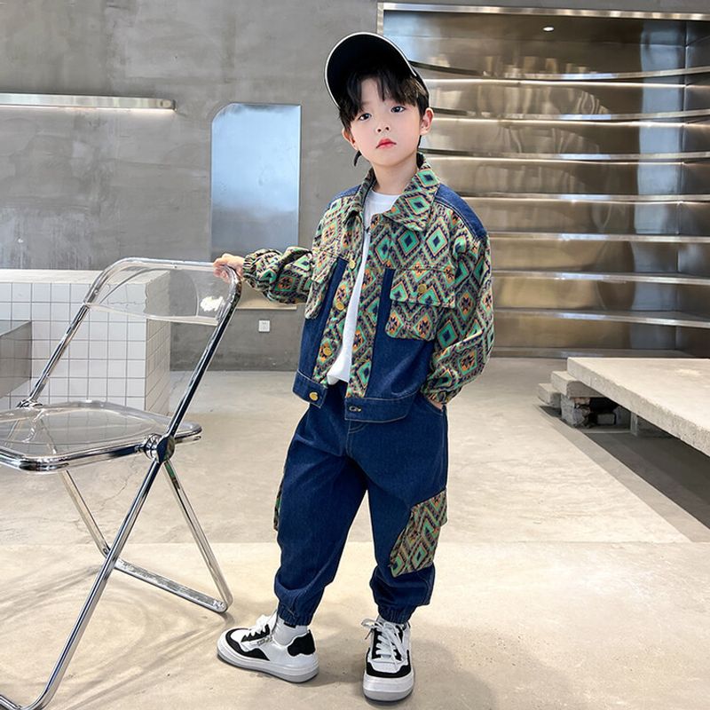 Jungen-Set 2023 Frühling Herbst Neue Kinder-Pippy, hübsche, trendige und coole Denim-Kleidung für Kinder_voghion.com