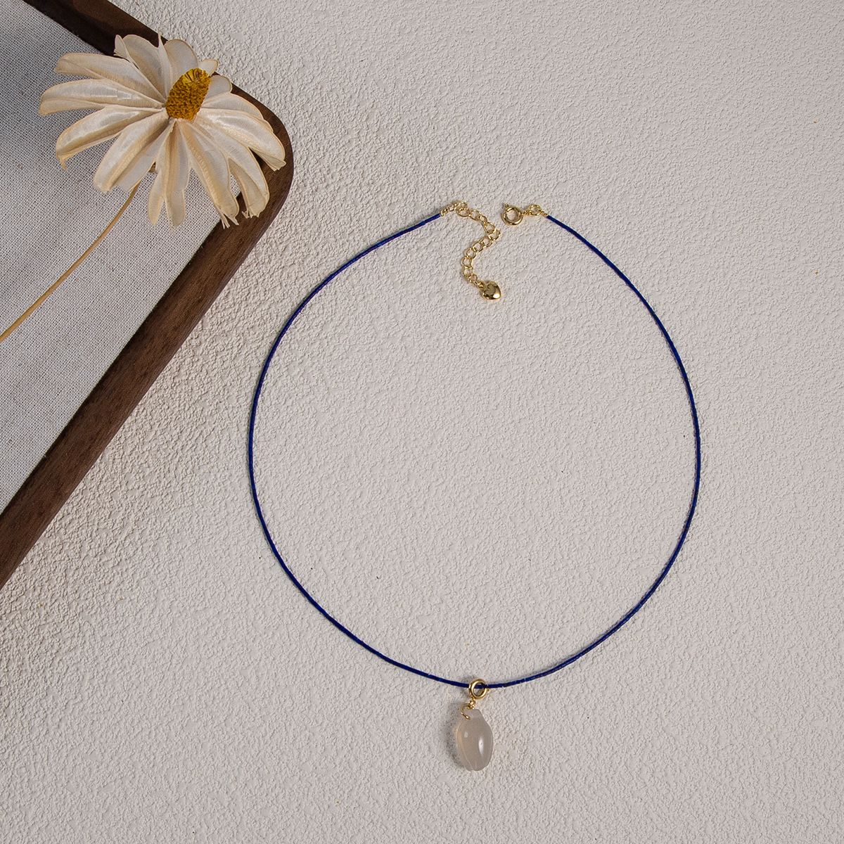 Emperor Lapis Lazuli Extremely Fine 1mm Agate Klein Blue Necklace, High-end New Chinese Style Collarbone Chain, Autumn_voghion.com