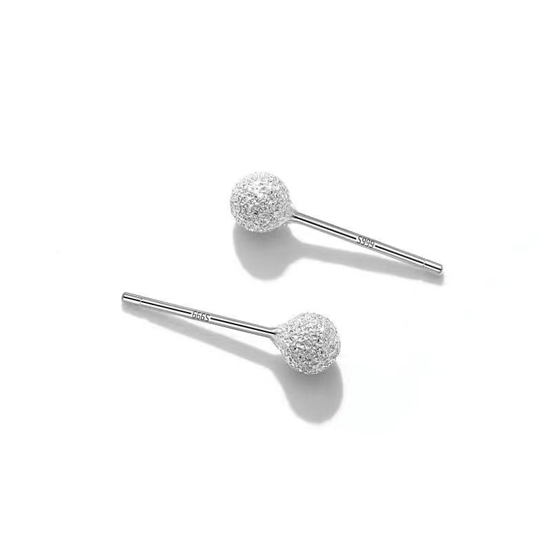 Boucles d'oreilles en argent sterling avec perles rondes incurvées givrées pour femmes, simples, légères, de luxe, Senior Sense Beanie, pour hommes, boucles d'oreilles perçantes pour oreilles_voghion.com