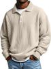 Men's Clothing Waffle Striped Casual Long Sleeve Retro Waffle Knit Long Sleeve Shirt - Relaxed Fit, Breathable & Stylish In 10 Classic Colors (S-5XL)_voghion.com