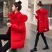 Women's Winter Puffer Coat With Detachable Hood, Long Sleeve, Mid-Length Warm Jacket For Casual Outfits (Beige, Black, Khaki, Red, Orange)_voghion.com