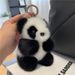 Lindo llavero de peluche con forma de panda pequeño con colgante de piel de visón para coche, regalo bonito_voghion.com