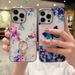 Suitable for iphone15promax mobile phone case small fresh butterfly flower apple 14 electroplated ring holder shell 13_voghion.com