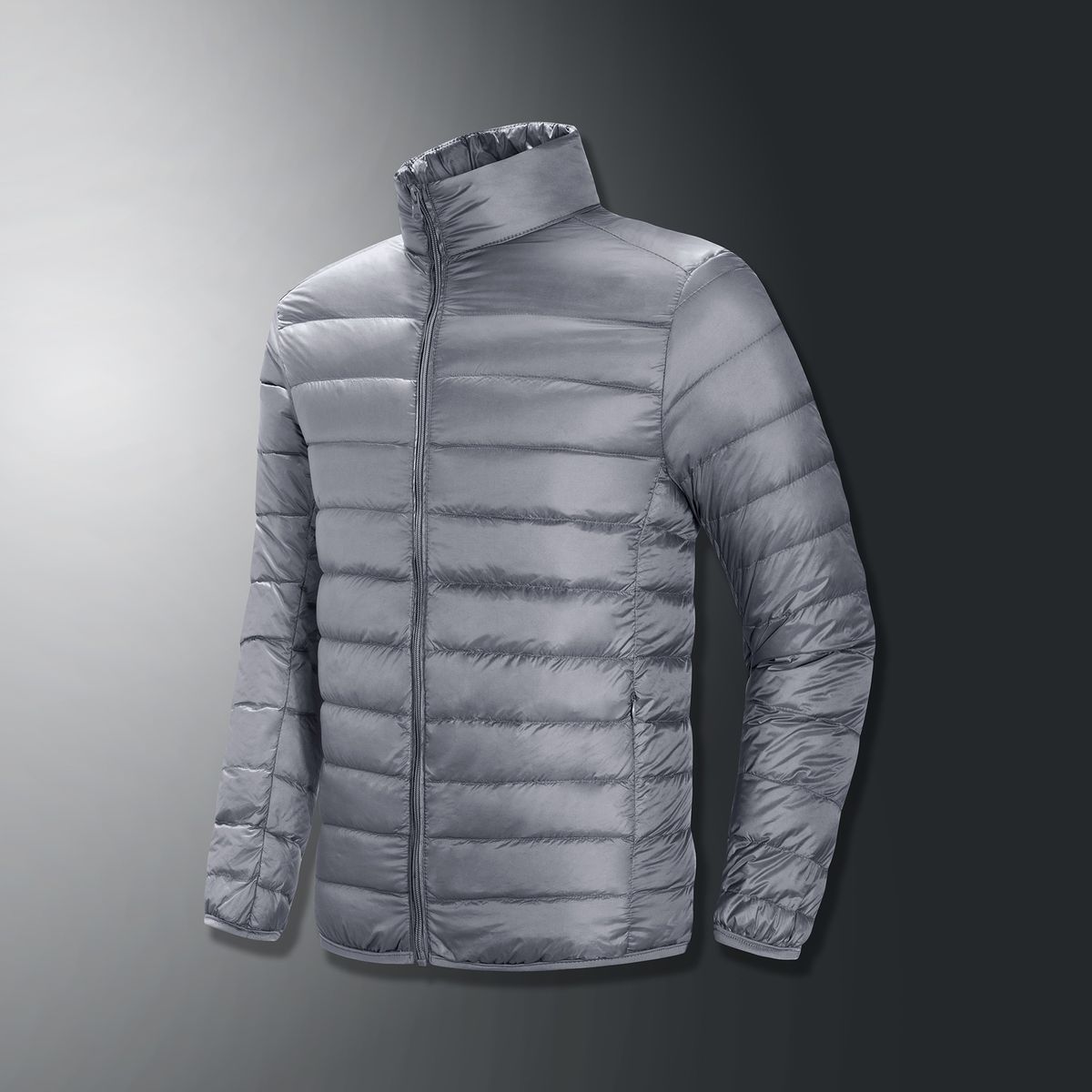 Men's Lightweight Stand Collar Down Jacket - 550fp White Duck Feather, Slim Fit Short Coat For Sports & Casual, Black/Navy/Red/Blue/Gray, M-6xl_voghion.com