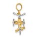 14k Two-tone 3-D Tricycle W/ Moveable Handlebars And Wheels Charm_voghion.com