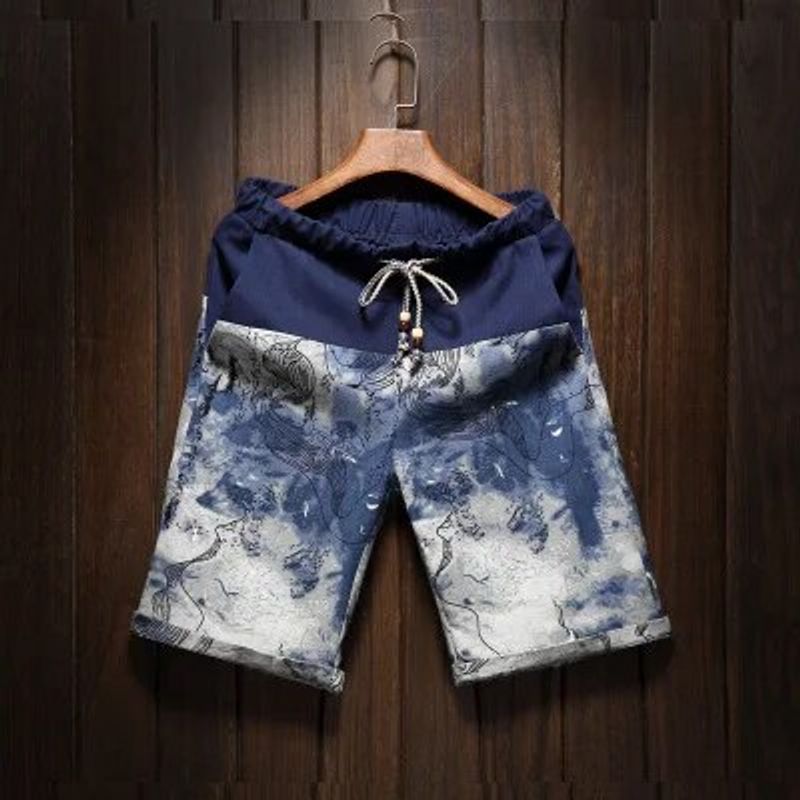 Bermuda ample et droit pour hommes, motif Floral hawaïen, décontracté, confortable, en lin, marque, nouvelle collection été 2024_voghion.com