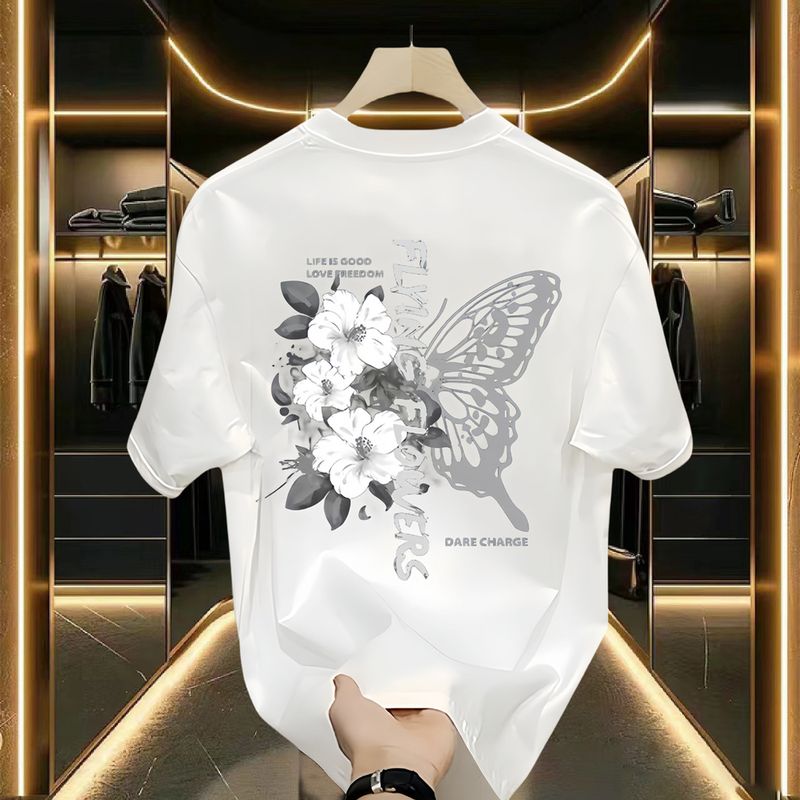 Trendy Brand Printed Short Summer 2024 New Half Sleeved Trendy Versatile Top For Men's Round Neck T-shirt_voghion.com