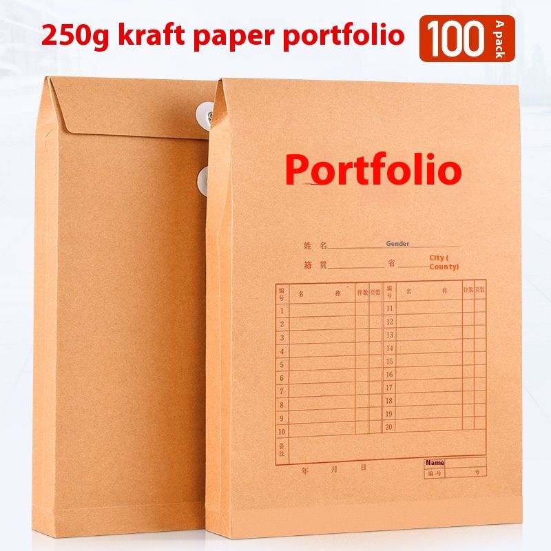 100 pièces de sacs en papier kraft épais de 250 g, sacs de documents d'appel d'offres de données A4_voghion.com