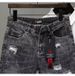 Herren-Distressed-Jeansshorts mit Stickerei – Sommerliche, lässige Streetwear-Stretch-Shorts in mittlerer Länge für Männer_voghion.com