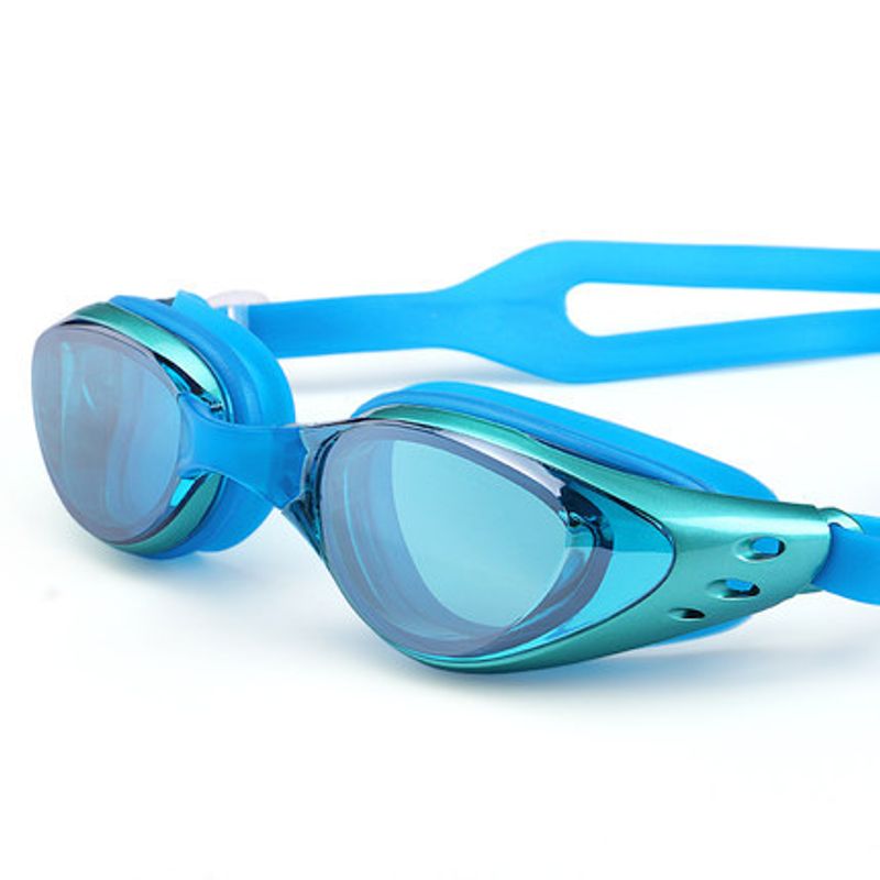 Electroplated Swimming Glasses Black Gray Waterproof Anti-fog HD Swimming Goggles For Men And Women Plain Diving Glasses_voghion.com