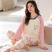 Pajamas for women in spring autumn, pure long sleeved pullover, autumn style set, loose and casual, plus size, all_voghion.com