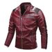 Lederjacke im Motorradstil für Herren, Winterjacke mit Fleecefutter, lässiger und vielseitiger Herrenmantel aus PU-Leder, Stehkragenjacke_voghion.com