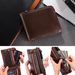 wallet men's wallet rfid anti-theft brush genuine leather short wallet multi-card retro zipper wallet_voghion.com