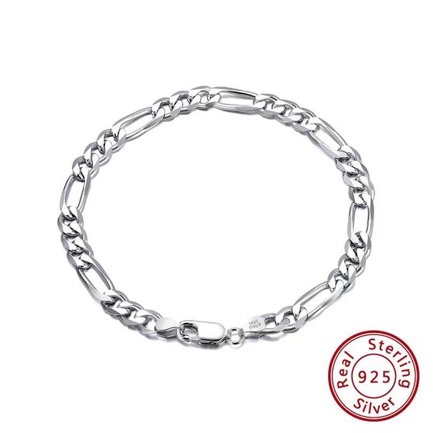 Cross-Level S Pure Silver Figaro Bracelet Hip-Hop Mother-Child Chain Personality Unisex_voghion.com