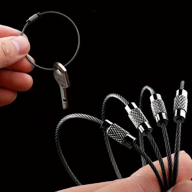 Large Keychain Wire, Stainless Steel Keychain, Car Cable, Keychain, Luggage Tag, Hinge Fastener, Binding, Mountain Buckle, Large Lock_voghion.com