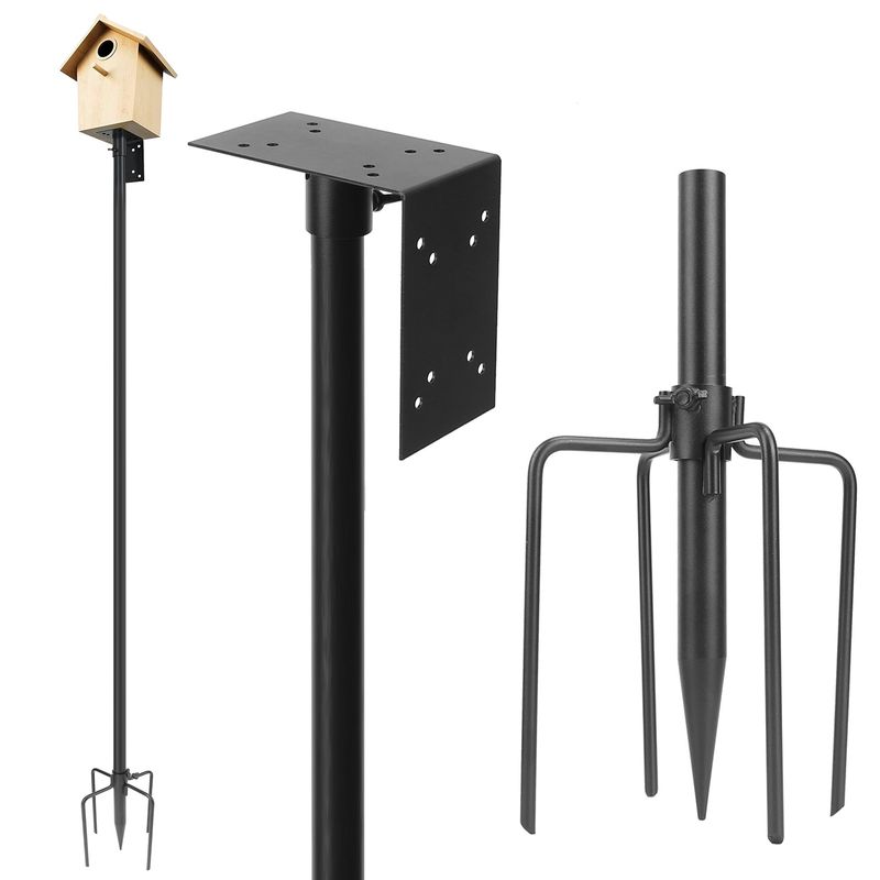 78.7in Bird House Pole Kit Height Adjustable Bird Feeder Pole Mount Kit Heavy Duty Bird House Pole Set with 5 Prongs Base for Bird House Bird Feeder_voghion.com