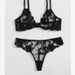 Completo intimo sexy da donna con ferretto, in rete nera ultra sottile_voghion.com