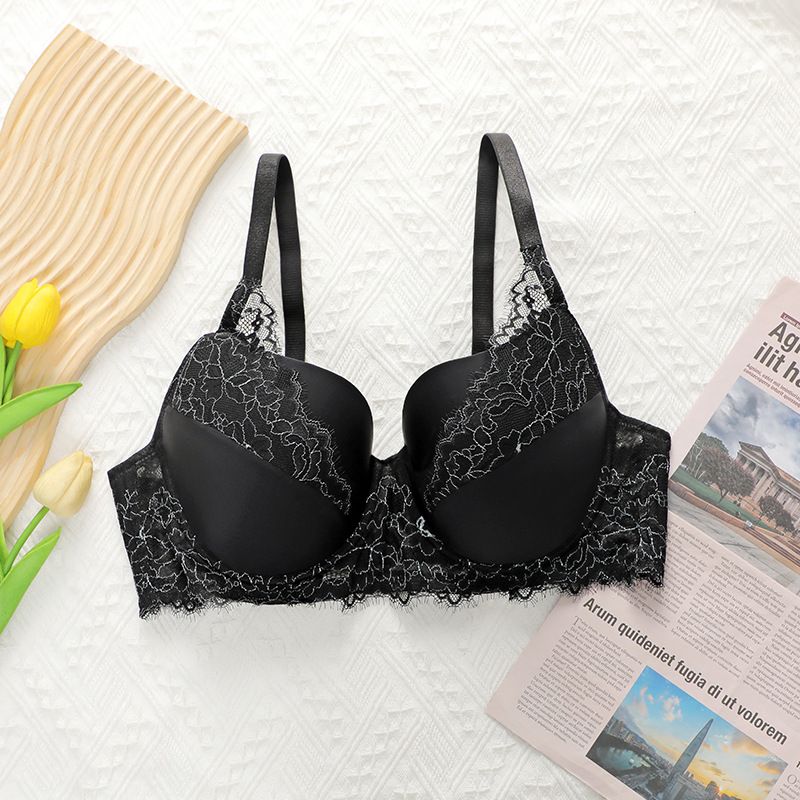 Large Size Bra Thin Section Lace Sexy Plus Size Underwear with Steel Ring Gathered Large Size Bra_voghion.com