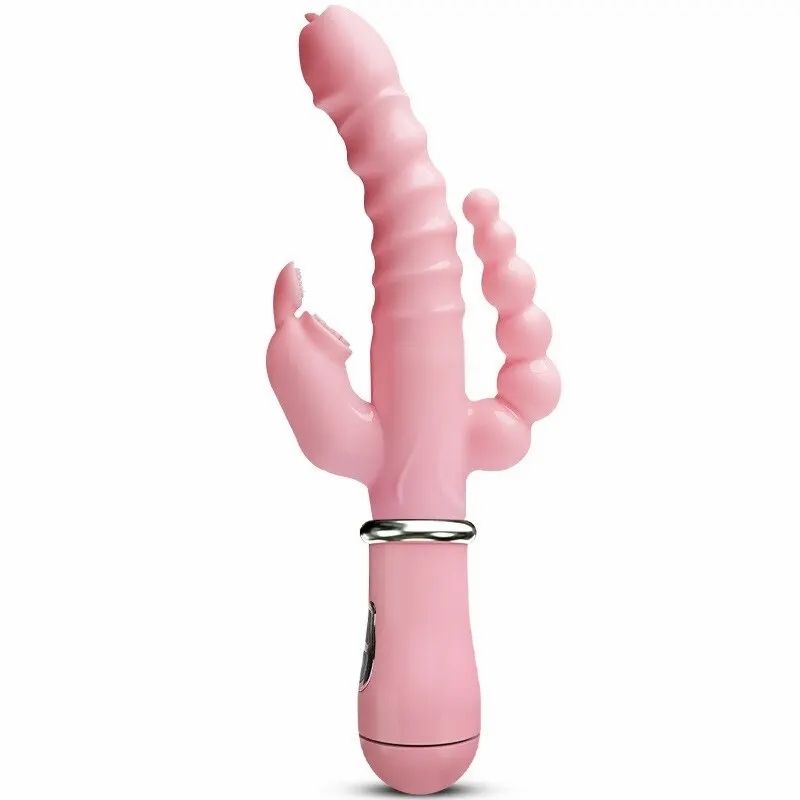 3 in 1 Dildo Vibratore Coniglio con Lingua Leccata Giocattoli Sessuali Anali_voghion.com